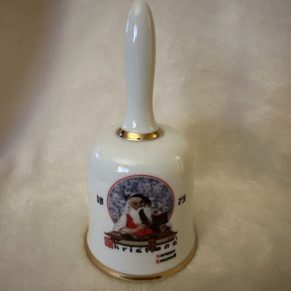 1975 First Limited Edition Christmas Bell Norman Rockwell's New In Box Santa